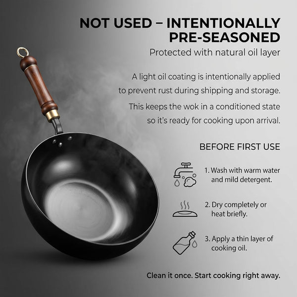 Cast Iron Wok Japanese Cookware with Lid Pan Cooking Thick Soup Hand Hammered Frying Pot Hotpot Mini Small Asian Non-Stick Upgraded Sauce Steel Carbon Deep Enamel Skillet(Glass Lid,11In)5