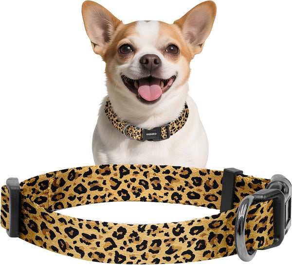 Kazazoo Dog Collar Cute and Soft Nylon Puppy Collar Girl Dogs, Adjustable Purple Dog Collars for Medium Dogs, Purple Flowers-M37