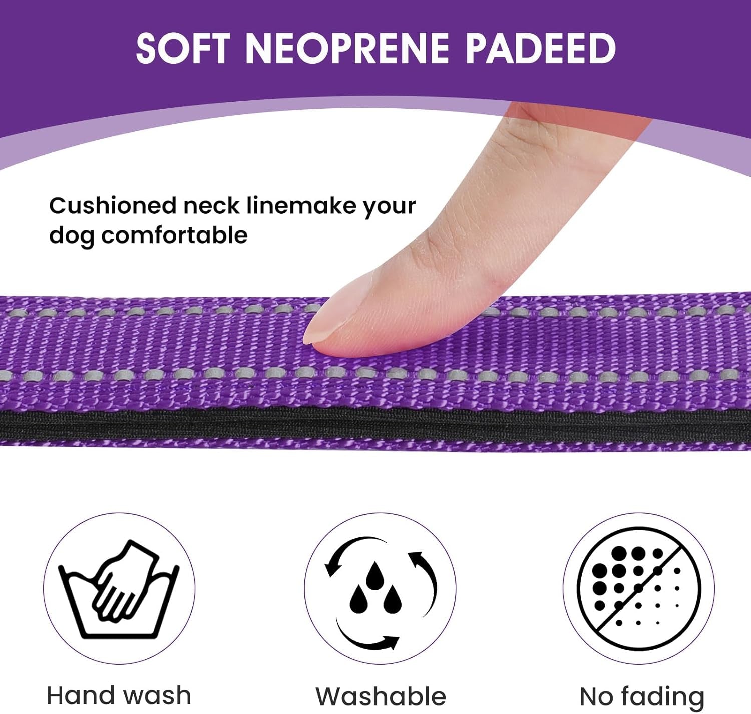 reflective-dog-collar-padded-with-soft-neoprene-breathable-quick-release-basic-dog-collars-for-medium-dogs-purple-girl