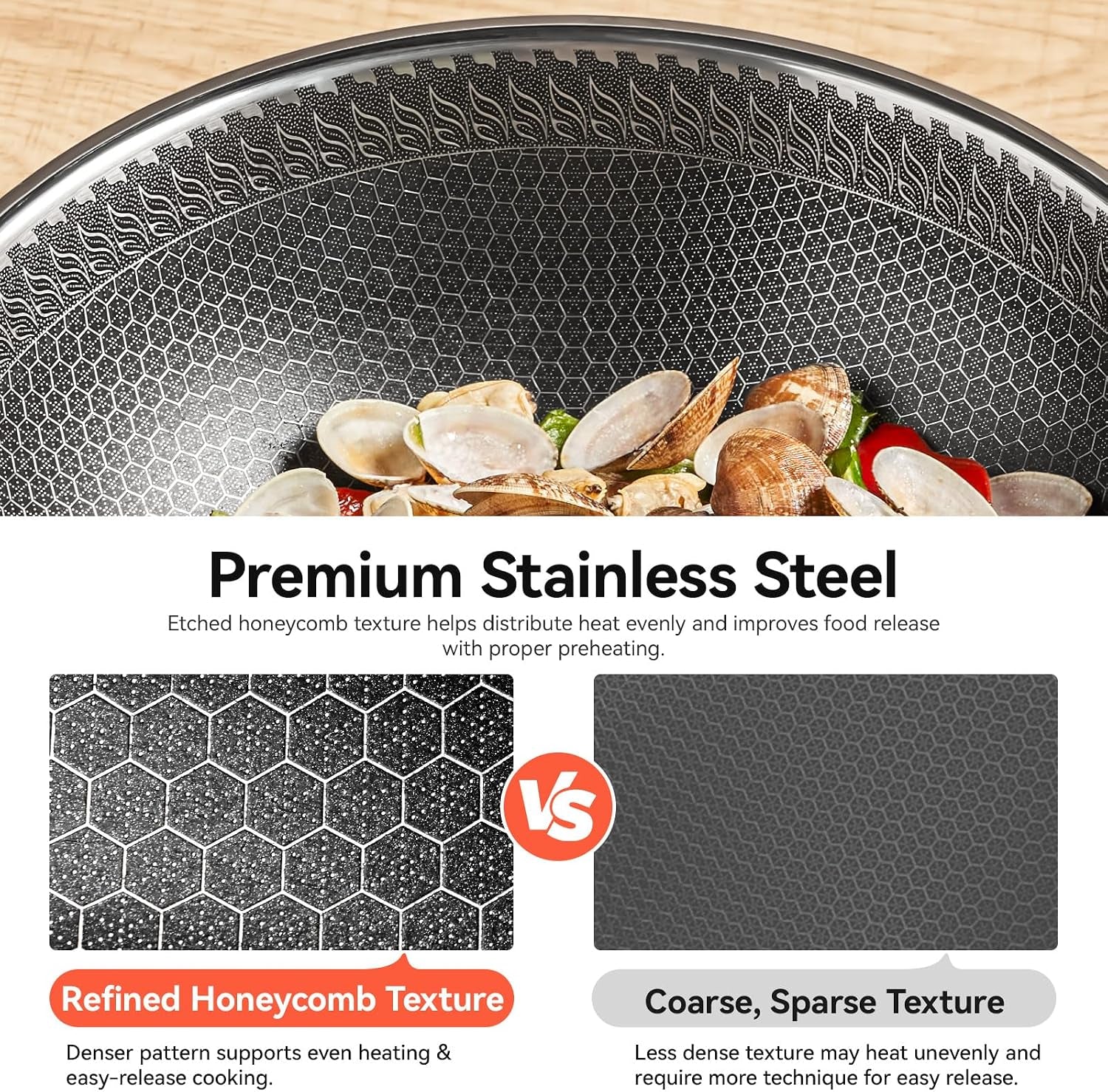stainless-steel-wok-pan-with-lid-12-6-inch-honeycomb-hybrid-nonstick-stir-fry-pan-tri-ply-clad-skillet-for-induction-electric-gas-stove-dishwasher-safe-no-seasoning-needed-serves-3-4