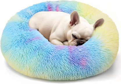 Hoewina Dog & Cat Bed for Indoor Cats, 20In Calming Donut Bed for Puppy and Kitten, Washable round Fluffy Pet Bed for Small Medium Dogs and Cats (Light Grey)19