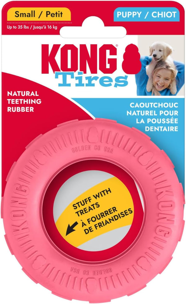 KONG Puppy Tires - Dog Chew Toy for Puppies - Stuffable Dog Toy for Treats & Snacks - Natural Rubber Chew Toy for Teething Puppy - for Small Puppies - Blue11