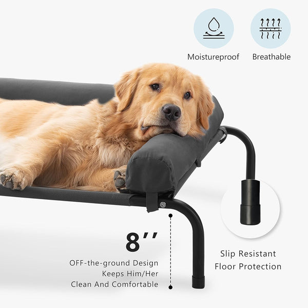 WESTERN HOME Cooling Elevated Dog Bed for Large Dogs, Portable Indoor & Outdoor Raised Dog Bed with Breathable Mesh, Chew Proof Pet Hammock Cots with Removable and Waterproof Bolsters2