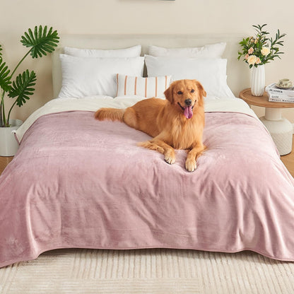 Waterproof Blanket 60"X80" for Adults, Reversible Waterproof Bed Cover for Dogs Cats Pets, Soft Leakproof Blanket for Bed Couch Sofa Furniture Protector, Dusty Pink/Off White1