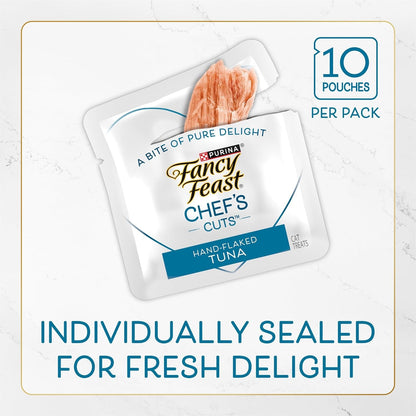 Fancy Feast Purina Chef’S Cuts Real Hand-Flaked Tuna Natural Soft Cat Treats, Pack of 5, 10 Count Pouches5