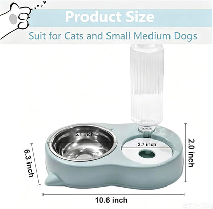 J&L VVMEET Cat Bowls Food and Water Bowl Set with Automatic Water Dispenser | Dog Bowls with Detachable Stainless Steel Bowl Gravity Pet Feeder and Waterer Set for Cats Kittens Small Dogs Puppy Rabbit6