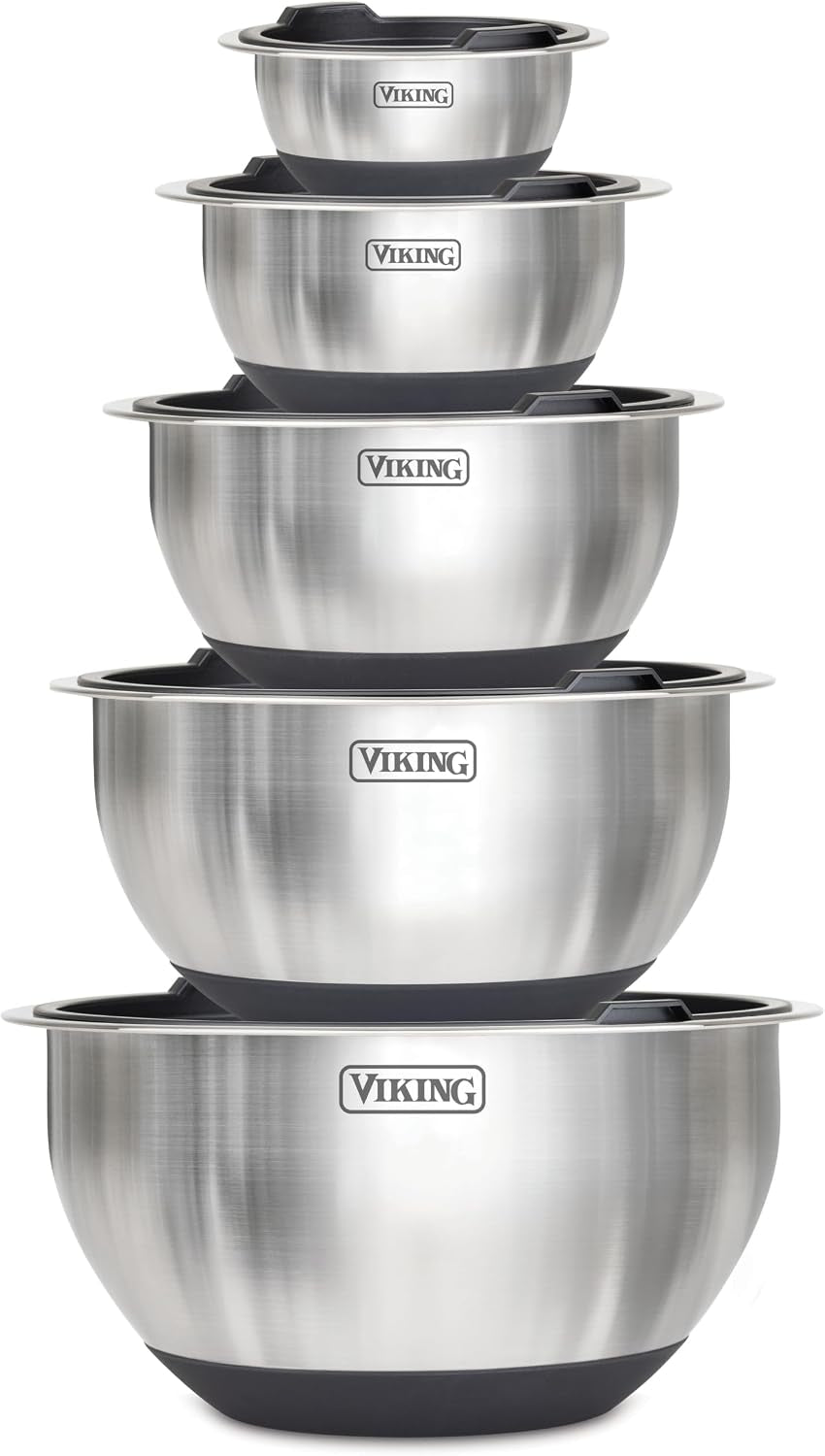 viking-mixing-bowls-set-10-piece-stainless-steel-kitchen-cookware-non-slip-silicone-base-includes-tight-fit-lids-dishwasher-safe-black