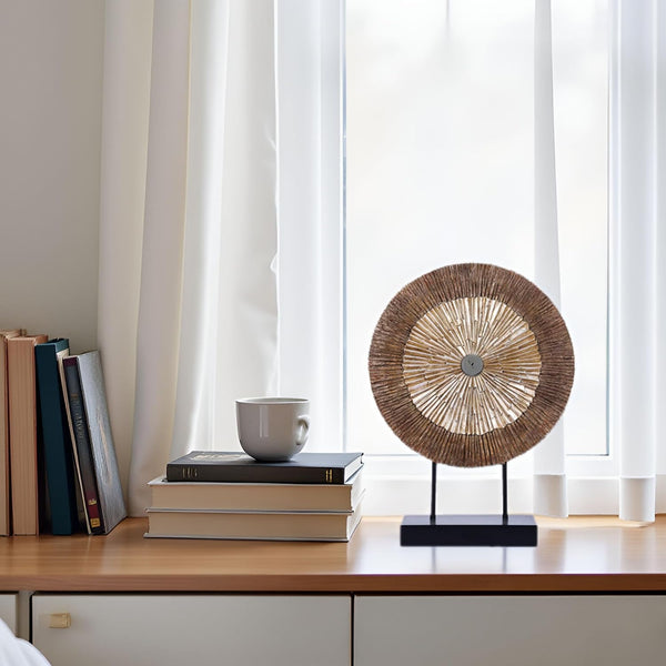 Wood Color Minimalist round Statue above Cabinet Decor Kitchen,Modern Decorative Sculpture Home Decorations for Living Room Coffee Table,Shelf Decor Items,Center Pieces Decoration4