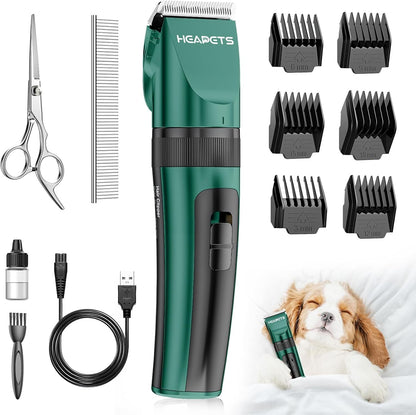 HEAPETS Dog Grooming Clippers, Low Noise, Electric Quiet, Adjustable Clipper Comb, Rechargeable Cordless Dog Hair Clippers for Dogs Cats Pets, Gold9