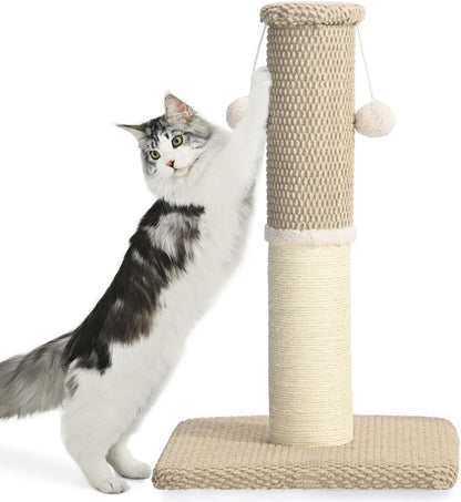 Made4Pets Tall Cat Scratching Post with Sisal & Carpet for Indoor Cats, 33" | Cat Scratcher with Wide Stable Base, Interactive Hanging Toys, Ideal for Adult Cats, Large Breeds and Full-Body Stretching11