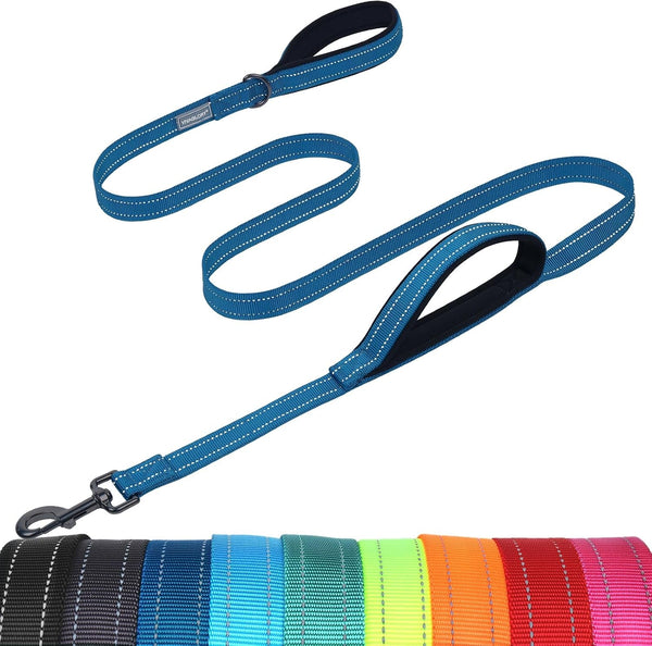 VIVAGLORY Double Handle Dog Leash Twingrip, 6Ft X 1In, Navy | Dog Leash for Collar with Traffic Handle & 2 Loop for Walking & Training, Traffic Control Reflective Heavy Duty Puppy Pet1