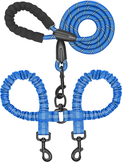 Iyoshop Dual Dog Leash - 360° Swivel, No Tangle Walking Leash with Shock Absorbing Bungee for Two Dogs (Large, 25-150 Lbs, Black)23