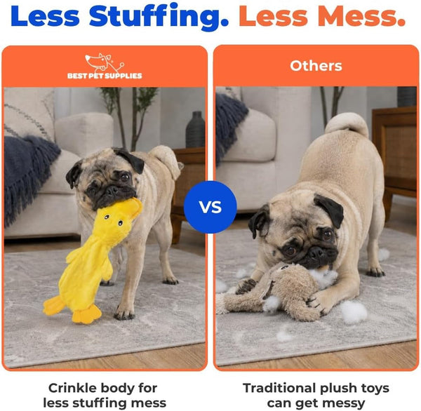 Best Pet Supplies Interactive Squeaky Dog Chew Toy, Ideal Dog Toys for Chewers, Small, Medium & Large Dogs, and Fetch Lovers - Crinkle Duck (Yellow), Large5