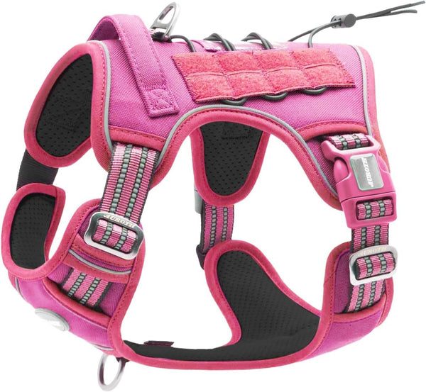 Auroth Tactical Dog Harness for Large Dogs No Pull Adjustable Pet Harness Reflective K9 Working Training Easy Control Pet Vest Military Service Dog Harnesses Army Yellow L56