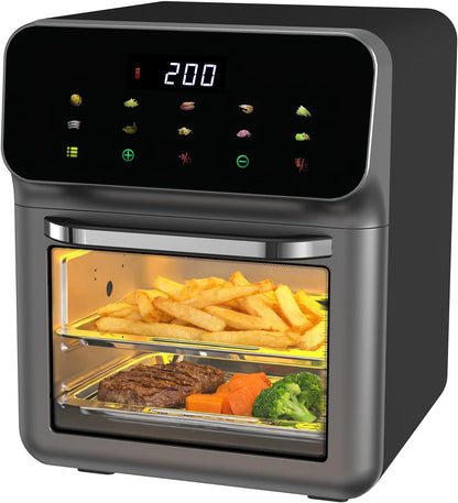 Air Fryer Oven Combo 10 Qt All-In-One Oven Digital Display with 10 Presets 60 Mins Timer Automatic Shut-Off Can Be Used to Make Pizza, Bread, Seafood, and Dried Fruits and Vegetables1