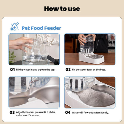 JUNSPOW Automatic Cat Water Dispenser with Stainless Steel Bowl | Dog Water Bowl Dispenser Adjustable Water Dispensing, Auto Pet Waterer for Cats and Dogs8