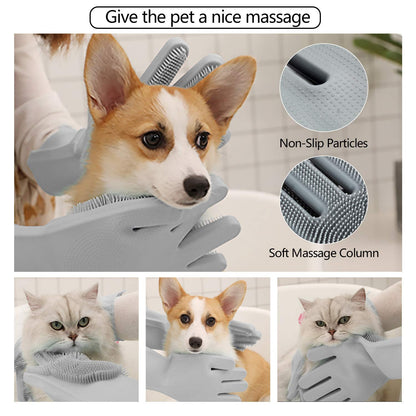 Pet Grooming Gloves - Gentle Dog Bathing Shampoo Brush - Massage Mitt with Enhanced Five Finger Design - Efficient Deshedding Glove for Dogs, Cats, Rabbits and Horses - 1 Pack4