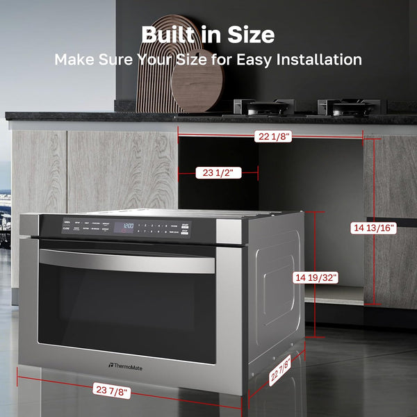 24 Inch Built-In Microwave Drawer,  1.2 Cu. Ft. Microwave Drawer with Automatic Presets, 1000 Watts with 11 Power Levels, Touch Controls, Sensor Cooking, Defrosting Rack, Stainless Steel2