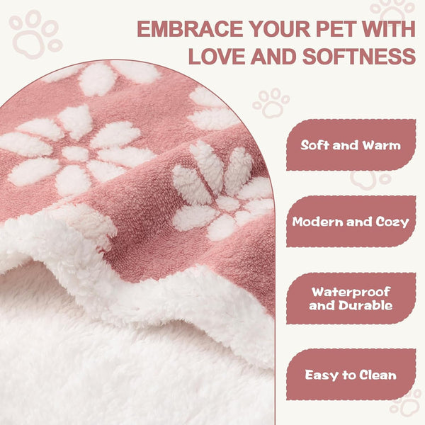 Cute Waterproof Blanket for Dog Cat or Adult, 50"X60", Pink | 3D Textured Flower Pet Blanket for Bed Couch Sofa, Soft Liquid Pee Proof Pet Furniture Protector3