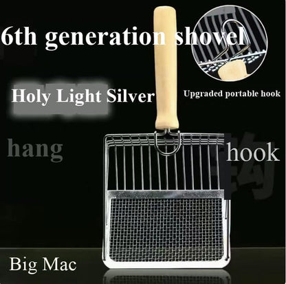 Metal Cat Litter Scoop, Stainless Steel, Large Size, Fine-Hole, Shovel for Scooping Feces (Holy Light Silver, Length 10.83 Inches, Width 5.31 Inches)2