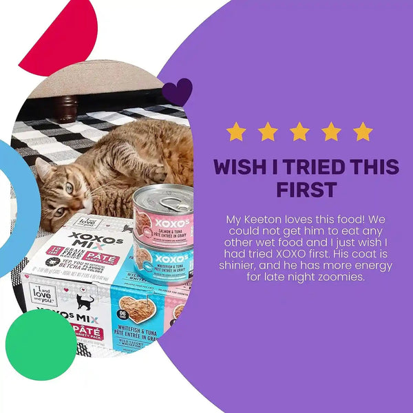 I and LOVE and YOU Xoxos Mix Pate Wet Cat Food, Variety Pack, Grain Free, Artificial Preservatives Free, 3 Oz Pack of 12 Cans3