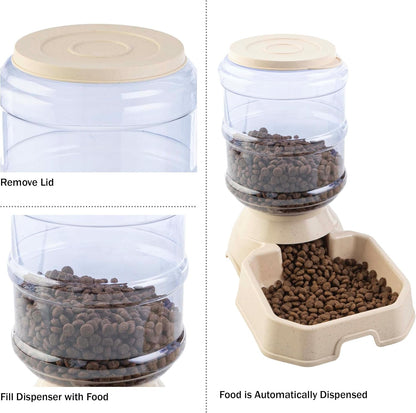 Automatic Cat Feeder and Water Dispenser - 2-Pack 3.8L/1G Dog Food and Water Bowl - Gravity Automatic Water Dispenser for Dogs and Cats by PETMAKER8