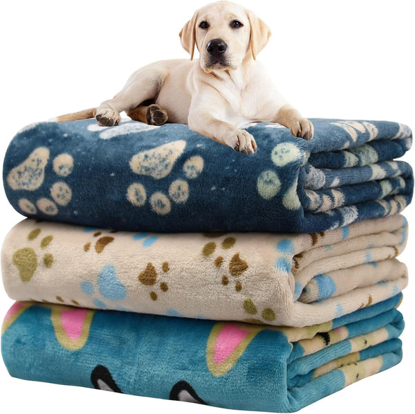 Rezutan Dog Blankets for 3 Pack Large Medium Pet Cat, Soft Fuzzy Washable Blanket, Comfort Flannel Suitable for Dogs Kennels & Beds, Sofas, Furniture, Gifts Puppy Essentials, 41 X 31 Inch, Black24