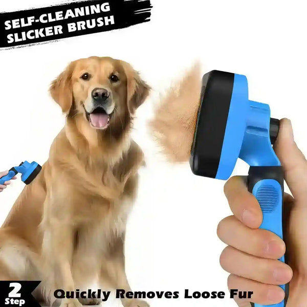 Self-cleaning slicker brush for dogs, quickly removes loose fur during grooming4