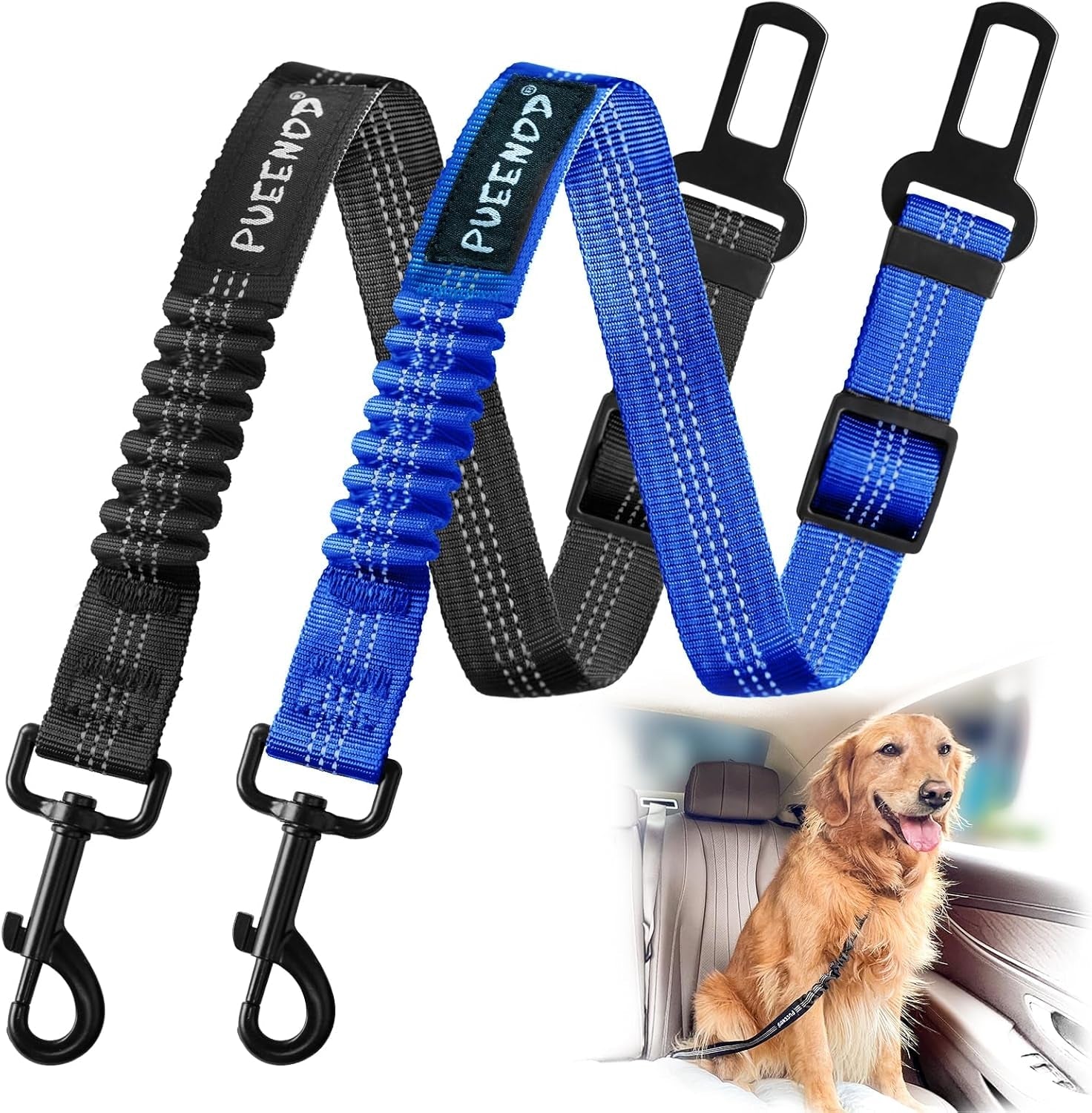 2-pack-dog-seat-belt-adjustable-dog-car-seatbelts-for-vehicle-nylon-pet-safety-seat-belt-with-elastic-bungee-buffer-reflective-durable-car-harness-for-dogs