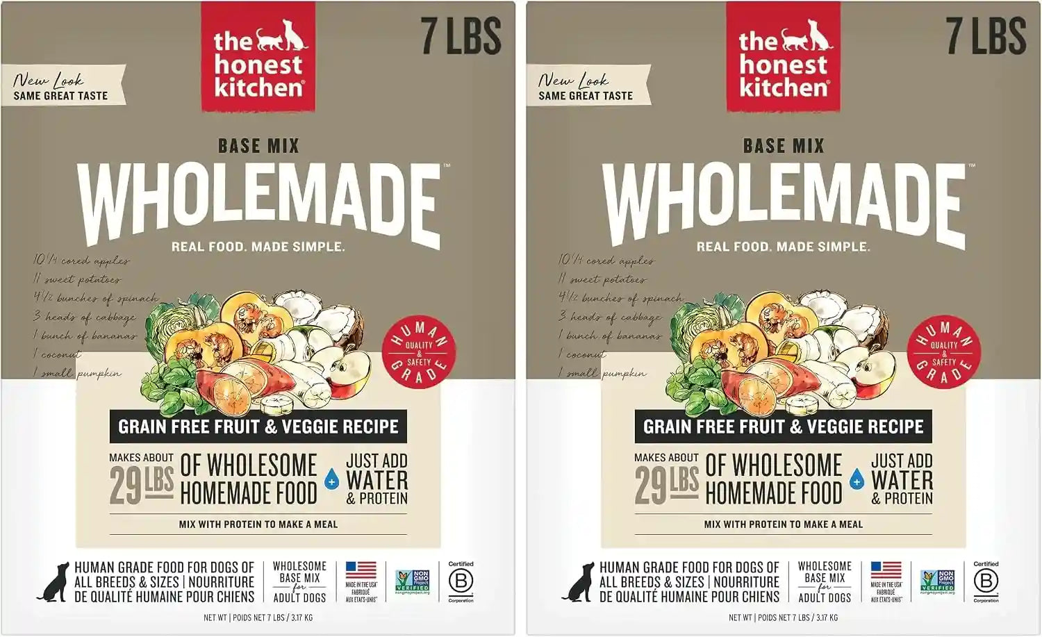 the-honest-kitchen-wholemade-grain-free-dog-food-base-mix-veggie-fruit-human-grade-easy-homemade-dog-food-starter-just-add-water-topper-for-dry-or-wet-dog-food-7-lb-bag-makes-28-lbs