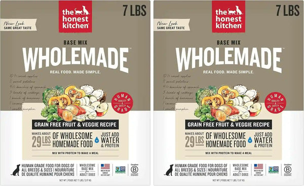 The Honest Kitchen Wholemade Grain Free Dog Food Base Mix, Veggie & Fruit, Human Grade, Easy Homemade Dog Food Starter, Just Add Water, Topper for Dry or Wet Dog Food, 7 Lb Bag Makes 28 Lbs10