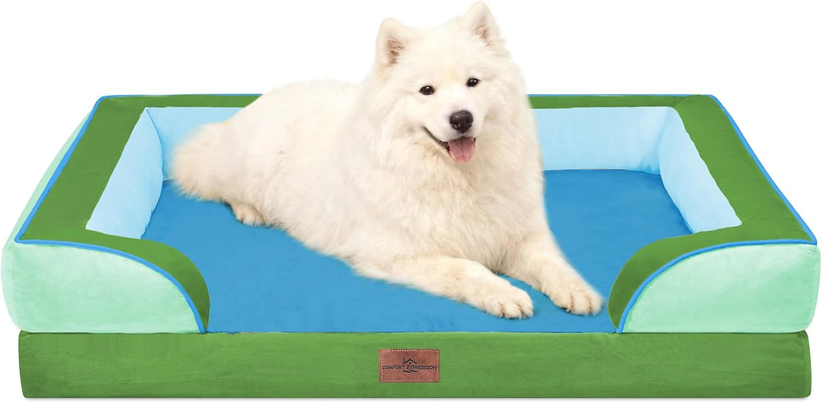 comfort-expression-orthopedic-dog-bed-for-extra-large-dogs-with-bolster-waterproof-dog-couch-bed-with-washable-cover-non-slip-bottom-supportive-egg-crate-foam-xl-pet-bed-42x30-inch