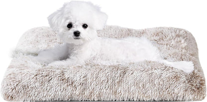 EHEYCIGA Fluffy Dog Crate Bed for Extra Large Dogs, Plush Faux Fur Pad, Calming anti Anxiety XL Bed for Crate, Washable Soft Warm Dog Mat with Non-Slip Bottom, Grey26