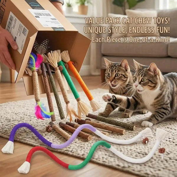 Cat Toys 12PCS Mix Catnip Chew Rope Silvervine Stick for Indoor Cat3