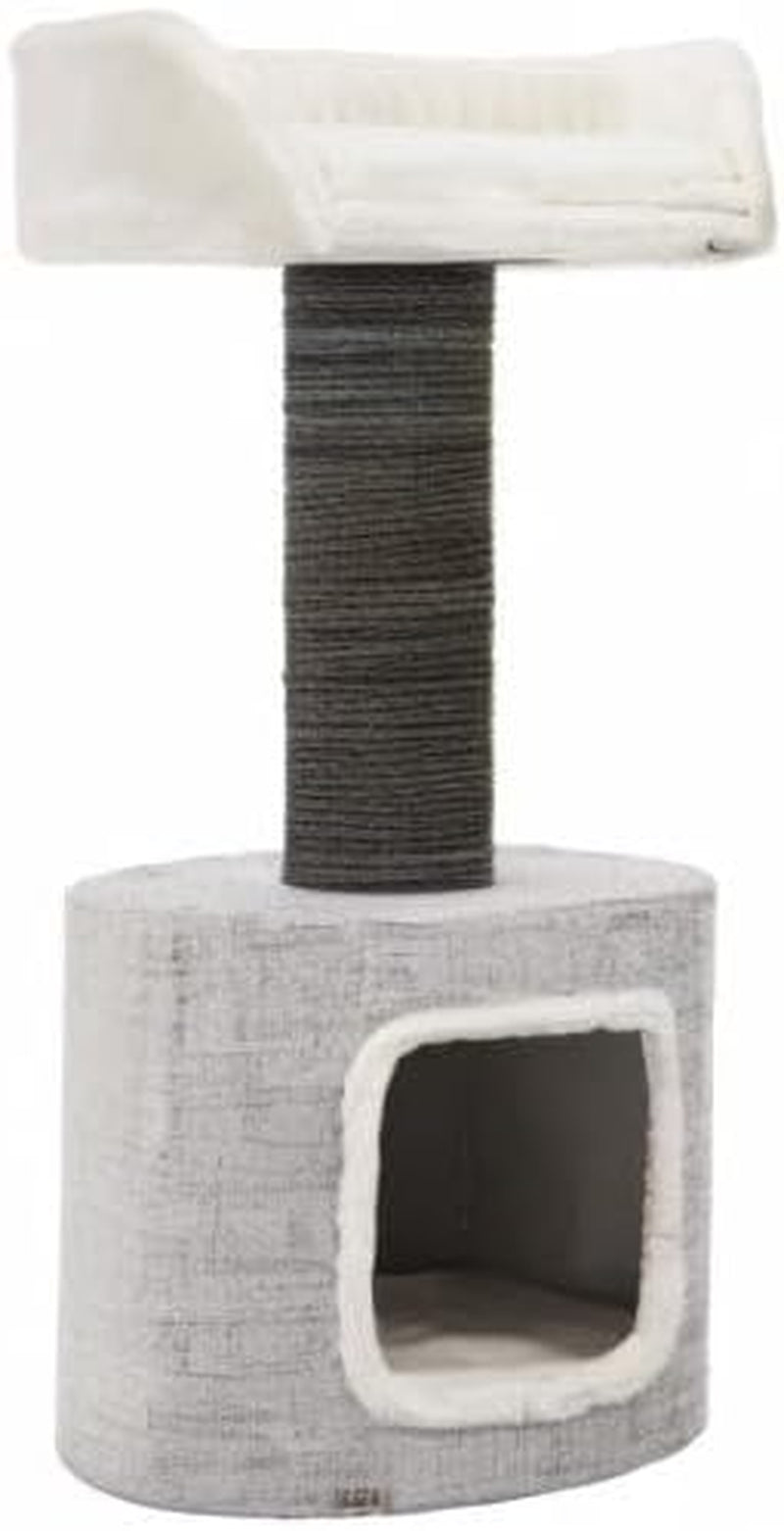 trixie-fonda-cat-scratching-post-39-inch-cat-scratcher-with-soft-fabric-covering-base-and-durable-sisal-rope-for-large-cats-with-condo-base-and-platform-in-gray