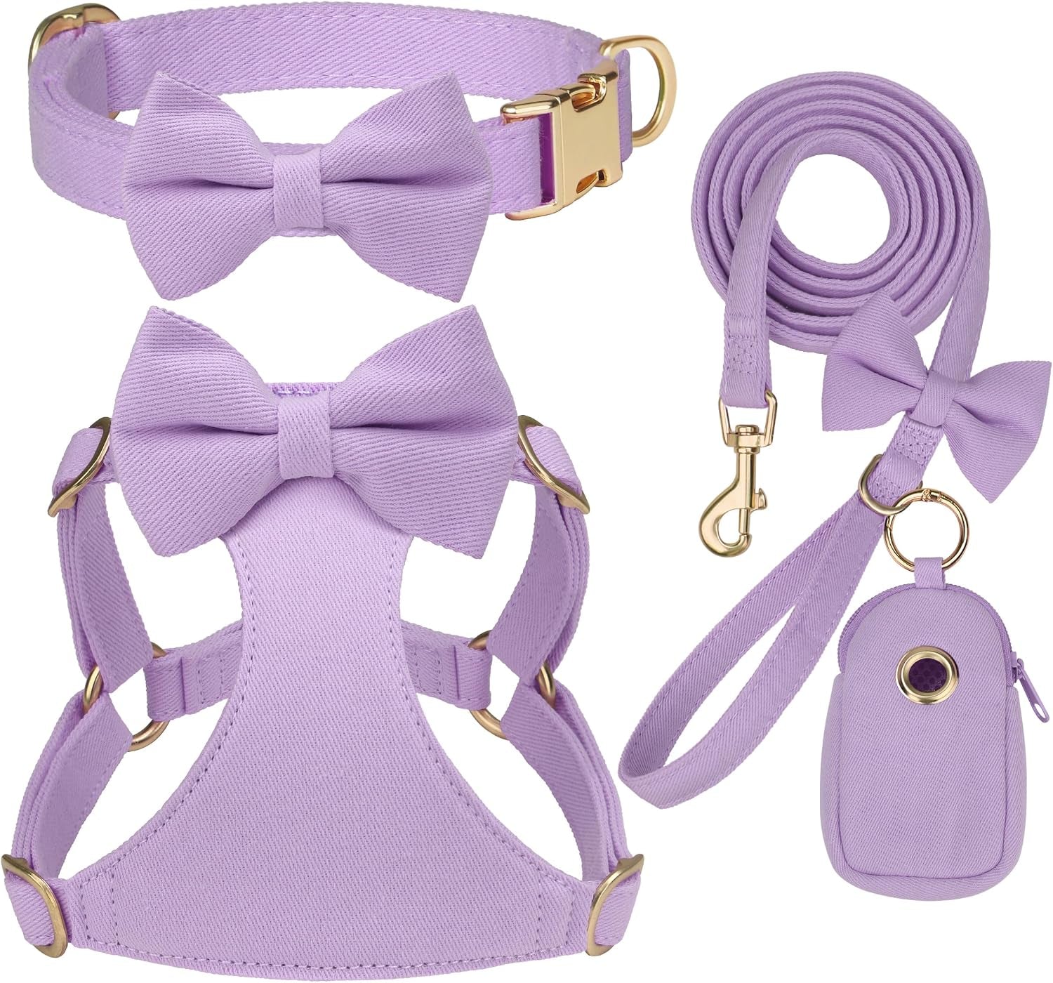 beirui-cute-small-dog-harness-collar-and-leash-set-pink-xxs-chest-12-14-for-small-dogs-puppy-three-detachable-bows-adjustable-step-in-vest-yorkshire-chihuahua-for-daily-walking-holiday-outfits