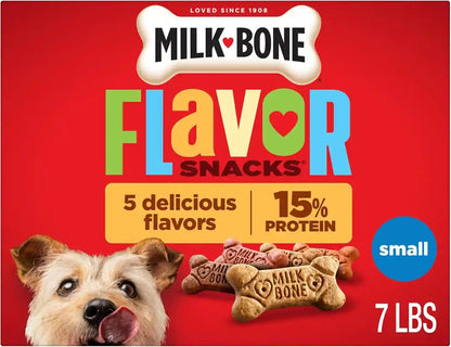 Milk-Bone Flavor Snacks Mini’S Dog Biscuits, Flavored Crunchy Dog Treats, 36 Oz. Canister | 5 Calories per Treat, 15% Protein, 3 Flavors per Canister (Beef, Chicken & Bacon, Naturally & Artificially Flavored)16