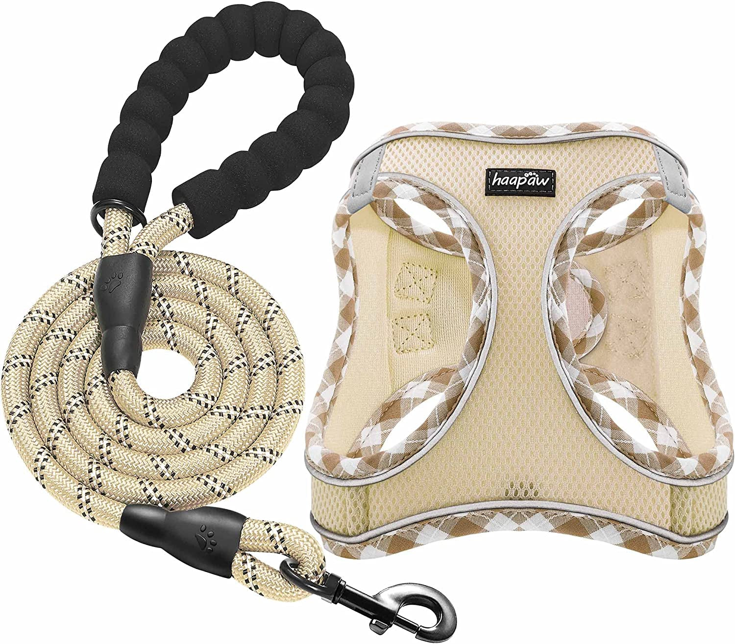 haapaw-dog-harness-with-leash-set-no-pull-adjustable-reflective-step-in-puppy-harness-with-thickened-padded-vest-for-extra-small-small-medium-dogs