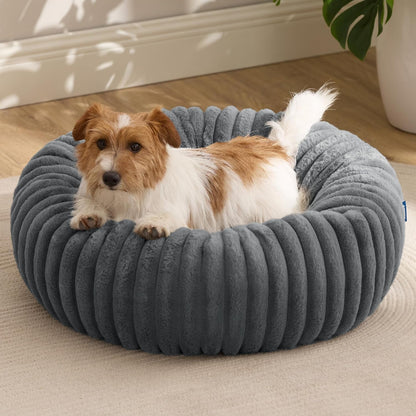 Bedsure Comfyfleece™ Donut Large Dog Bed - Washable Faux Fur with Corduroy Fleece & anti Slip Bottom, round Pet Bed with Removable Cover, Camel Brown, 36X36X8 Inches | 36X36X8In,Calming round Pet Bed,Support Plush , with Removable Corduroy Fleece for Big Dog,Anti Slip Bottom,Camel Brown22