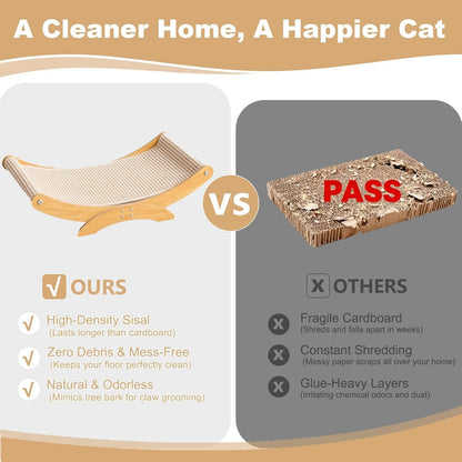 Large Cat Scratcher Bed, Wood Cat Couch & Sisal Scratching Board, Sturdy Cat Hammock & Scratch Pad Lounge for Indoor Cats, Multi-Cat Furniture for Deep Sleep3