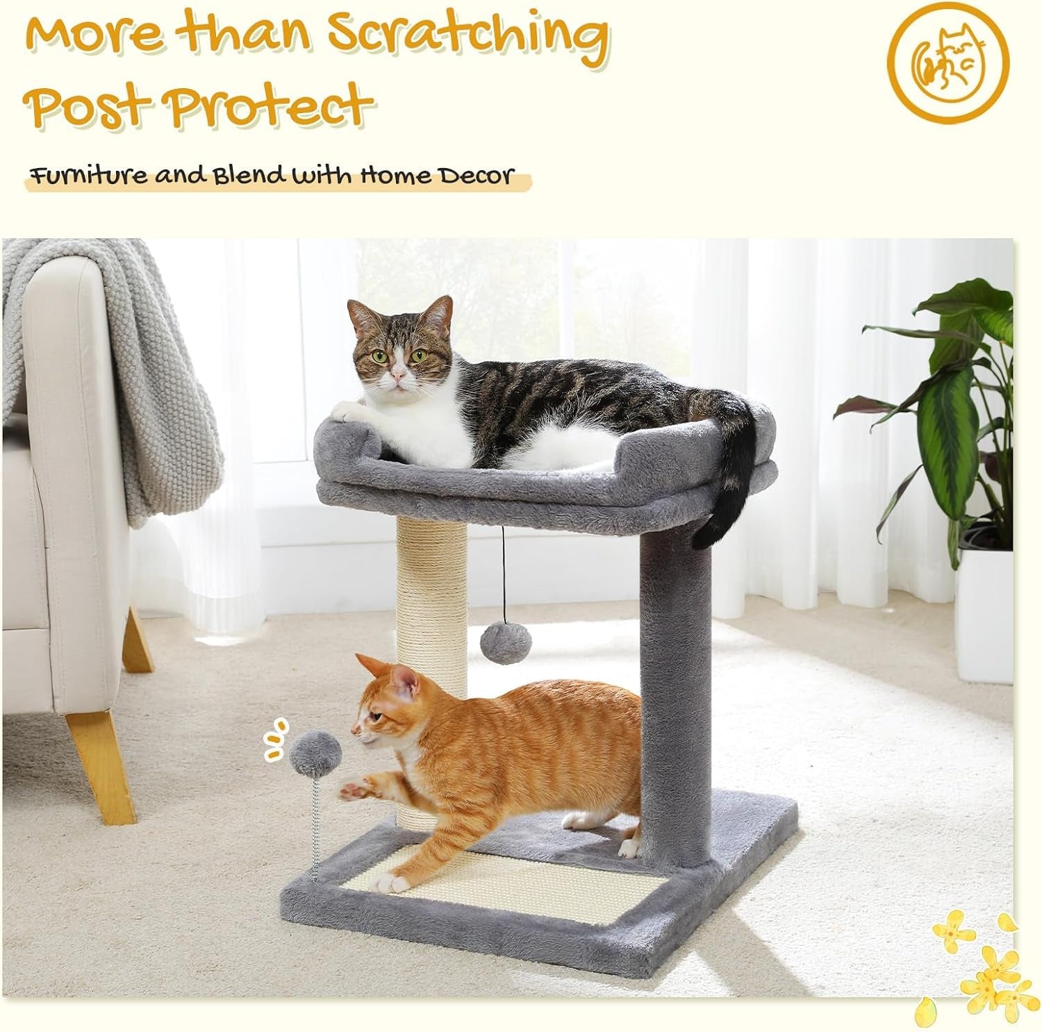 pawz-road-cat-scratching-post-with-bed-small-cat-tower-with-pad-ball-19-cat-stand-with-padded-removable-bed-full-sisal-scratching-post-scratcher-pad-dual-play-ball-for-kittens-indoor-cats