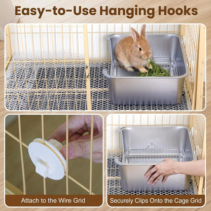 Rabbit Litter Box, Extra Large Bunny Litter Box with 304 Stainless Steel Sifting Tray & Hooks, Rabbit Litter Box, Easy to Clean and Odor Control (17.7" × 13.8" × 5.9")5