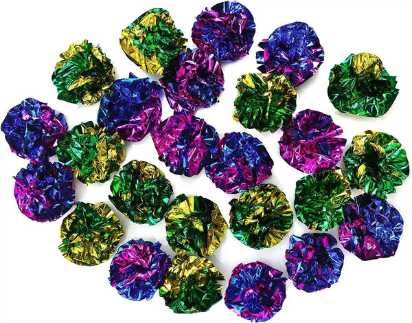 CHIWAVA 45PCS 1.6'' Mylar Cat Toy Ball Kitten Shiny Crinkle Crackle Balls | Interactive Indoor Lightweight Play Activity Chase Toys, Assorted Color7