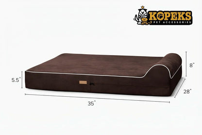 5.5 Inch Thick High Grade Orthopedic Memory Foam Dog Bed with Pillow and Easy to Wash Removable Cover with Anti-Slip Bottom. Free Waterproof Liner Included - for Medium and Large Breed Dogs - Brown5