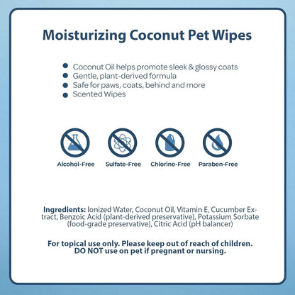 Best Pet Supplies Cleaning Dog Wipes - Moisturizing Coconut 100 Count | Coconut Scented, Large 8X9" Pet Wipes, Vitamin E, Puppy & Cat Safe, Gentle Grooming, Resealable Pouch Prevents Drying5