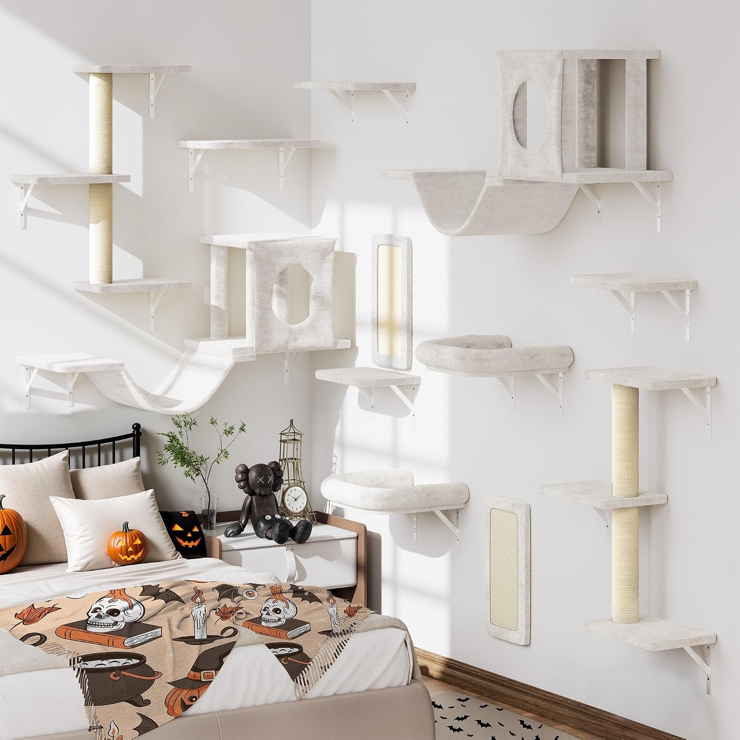 12-in-1-cat-wall-shelves-wall-mounted-cat-climber-with-condo-house-scratching-post-bridge-ladder-space-saving-indoor-play-furniture-for-kittens-black