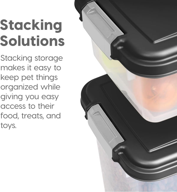 IRIS USA Dog Food Storage Container 30 Lb + 11Lb Airtight Combo, Stackable Pet Food Storage Bin with Wheels for Cat Dog Food, BPA Free, Made in USA, Black | Stackable Pet Food Plastic Storage Bins with Wheels for Cat and Dog Food, Made in USA8