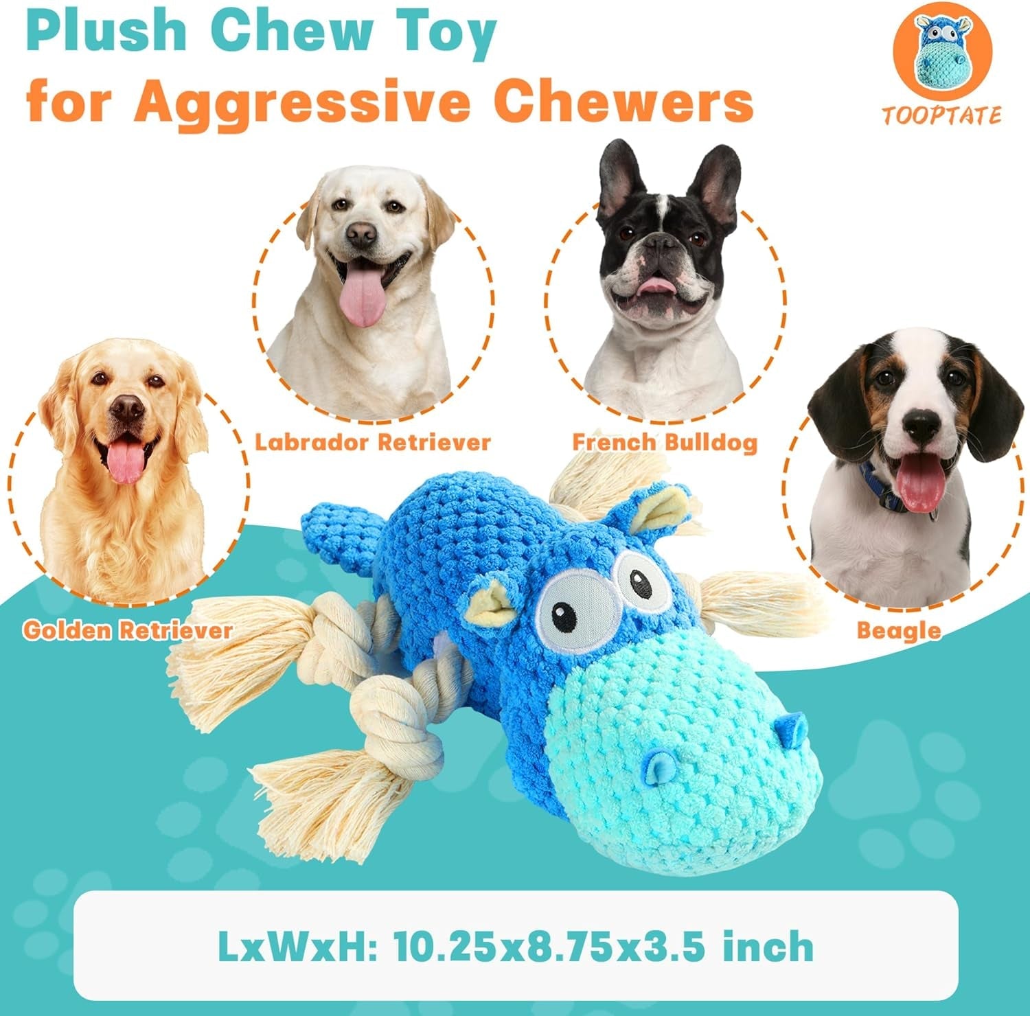 tooptate-hippo-squeaky-dog-toy-blue-medium-cute-plush-design-rope-legs-for-tugging-helps-keep-dogs-busy-suitable-for-small-medium-and-large-dogs