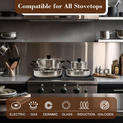 6-Piece Stainless Steel Pots and Pans Set, Kitchen Cookware Set with Stay-Cool Handles Compatible with Gas, Electric & Induction, Dishwasher Safe, Non-Toxic & Durable for Everyday Cooking5