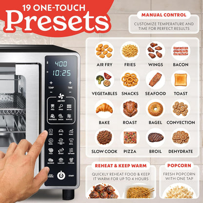 Air Fryer French Door Toaster Oven - 6-Slice Capacity, LED Display with 19 Cooking Presets, Stainless Steel2